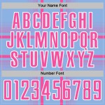 Maglia da calcio uniforme rosa chiaro-bianco blu con linee personalizzate per sublimazione