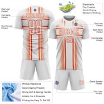 Maglia da calcio bianca personalizzata con linee arancioni stampata a sublimazione Maglia da calcio bianca personalizzata con linee arancioni stampata a sublimazione