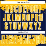 Maglia da calcio personalizzata con stampa a sublimazione oro-bianco blu navy, frammento astratto, uniforme artistica