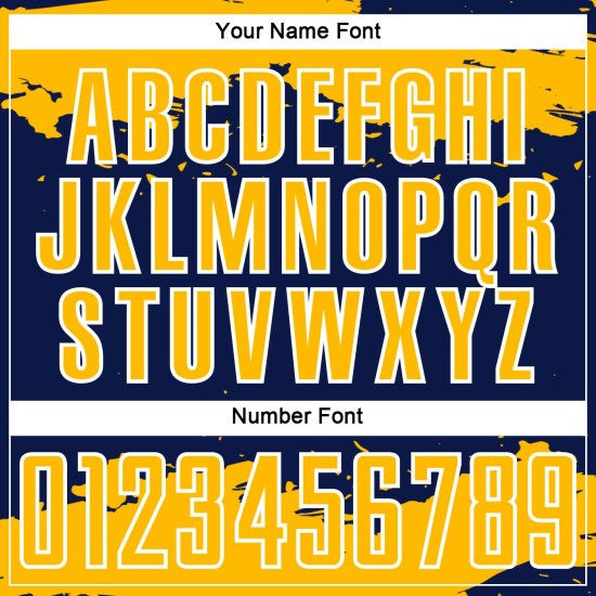 Maglia da calcio personalizzata con stampa a sublimazione oro-bianco blu navy, frammento astratto, uniforme artistica