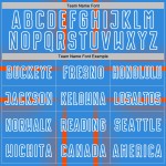 Maglia da calcio personalizzata con linee di sublimazione blu polvere arancione e bianco Maglia da calcio personalizzata con linee di sublimazione blu polvere arancione e bianco