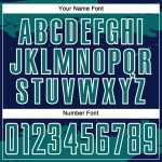 Frammento di sublimazione astratta personalizzata maglia blu navy uniforme da calcio arte verde acqua-bianco Frammento di sublimazione astratta personalizzata maglia blu navy uniforme da calcio arte verde acqua-bianco