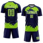 Maglia da calcio Frammento Neon Sublimazione Artistica Uniforme Personalizzata Astratto Blu Navy Verde-Bianco Maglia da calcio Frammento Neon Sublimazione Artistica Uniforme Personalizzata Astratto Blu Navy Verde-Bianco