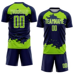 Maglia da calcio Frammento Neon Sublimazione Artistica Uniforme Personalizzata Astratto Blu Navy Verde-Bianco Maglia da calcio Frammento Neon Sublimazione Artistica Uniforme Personalizzata Astratto Blu Navy Verde-Bianco
