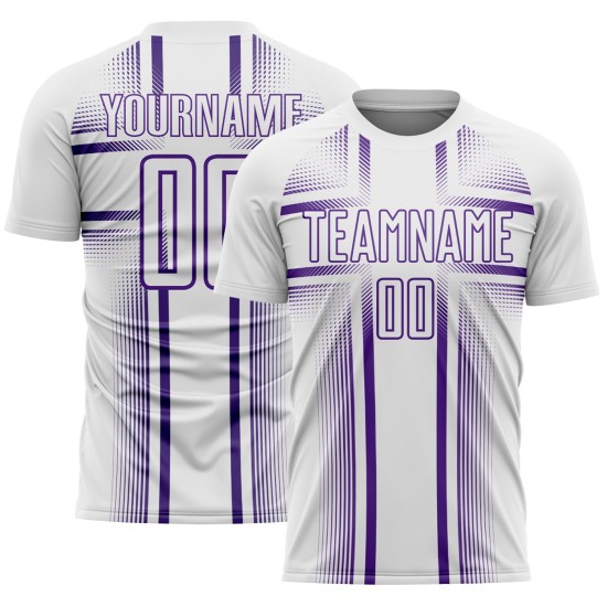 Maglia da calcio viola uniforme con linee sublimatiche bianche personalizzate Maglia da calcio viola uniforme con linee sublimatiche bianche personalizzate