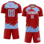 Frammento di maglia personalizzata sublimazione blu-bianca uniforme da calcio luce rossa arte astratta