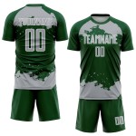 Frammento personalizzato di uniforme grigio-bianca con sublimazione, maglia verde, arte astratta del calcio Frammento personalizzato di uniforme grigio-bianca con sublimazione, maglia verde, arte astratta del calcio