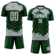 Frammento personalizzato di uniforme grigio-bianca con sublimazione, maglia verde, arte astratta del calcio Frammento personalizzato di uniforme grigio-bianca con sublimazione, maglia verde, arte astratta del calcio