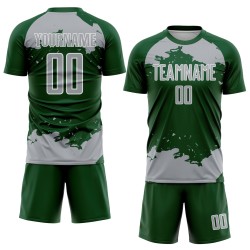Frammento personalizzato di uniforme grigio-bianca con sublimazione, maglia verde, arte astratta del calcio Frammento personalizzato di uniforme grigio-bianca con sublimazione, maglia verde, arte astratta del calcio