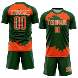 Maglia da calcio personalizzata verde arancione-bianca con frammento uniforme astratto di arte sublimatica Maglia da calcio personalizzata verde arancione-bianca con frammento uniforme astratto di arte sublimatica