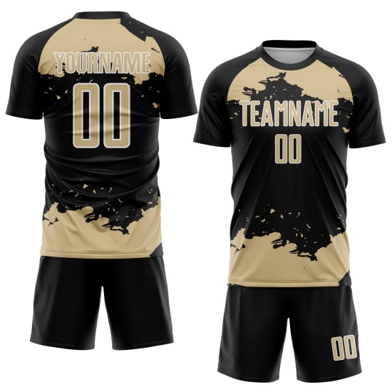 Maglia astratta da calcio, frammento, nero, oro e bianco, sublimazione, uniforme, arte di Las Vegas personalizzata Maglia astratta da calcio, frammento, nero, oro e bianco, sublimazione, uniforme, arte di Las Vegas personalizzata