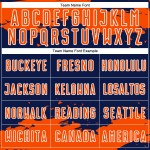 Maglia da calcio Fragment personalizzata arancione-bianca con motivo astratto blu navy, stampata a sublimazione Maglia da calcio Fragment personalizzata arancione-bianca con motivo astratto blu navy, stampata a sublimazione