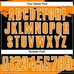 Maglia da calcio con stampa sublimatica nera, motivo astratto arancione-bianco, personalizzata Maglia da calcio con stampa sublimatica nera, motivo astratto arancione-bianco, personalizzata