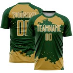 Frammento di maglia da calcio, uniforme verde, arte astratta oro-bianco, stampa a sublimazione personalizzata Frammento di maglia da calcio, uniforme verde, arte astratta oro-bianco, stampa a sublimazione personalizzata