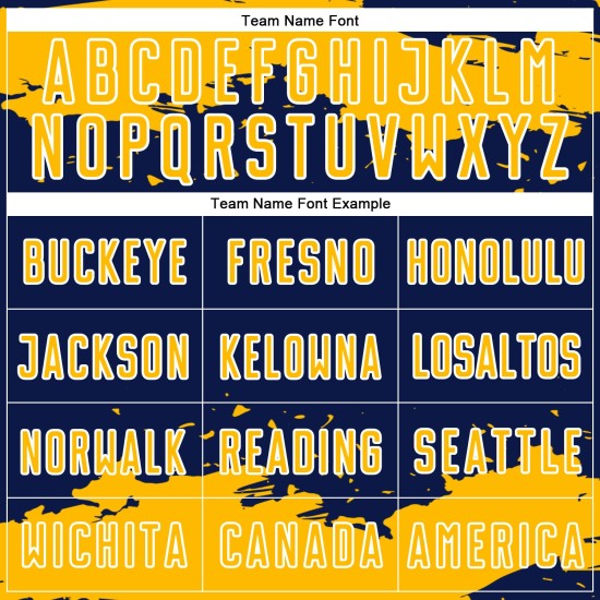 Maglia da calcio personalizzata con stampa a sublimazione oro-bianco blu navy, frammento astratto, uniforme artistica