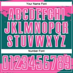 Maglia da calcio personalizzata con frammento astratto color verde acqua, uniforme rosa-bianca, stampata a sublimazione artistica Maglia da calcio personalizzata con frammento astratto color verde acqua, uniforme rosa-bianca, stampata a sublimazione artistica