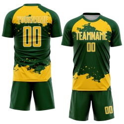 Frammento d'arte uniforme verde Maglia astratta giallo-bianca personalizzata stampata a sublimazione da calcio Frammento d'arte uniforme verde Maglia astratta giallo-bianca personalizzata stampata a sublimazione da calcio