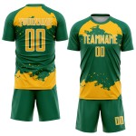 Maglia da calcio Kelly oro-bianca personalizzata Green Art con frammento astratto e stampa a sublimazione