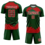 Maglia da calcio personalizzata con stampa artistica a sublimazione astratta, frammento verde-rosso-bianco
