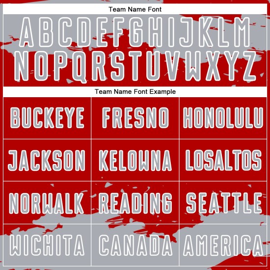 Maglia da calcio personalizzata con stampa a sublimazione, frammento d'arte astratta rossa uniforme grigio-bianca Maglia da calcio personalizzata con stampa a sublimazione, frammento d'arte astratta rossa uniforme grigio-bianca