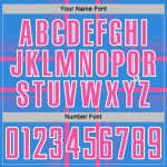 Maglia da calcio personalizzata con stampa sublimatica delle linee blu, uniforme rosa-bianca Maglia da calcio personalizzata con stampa sublimatica delle linee blu, uniforme rosa-bianca