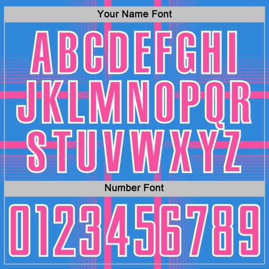 Maglia da calcio personalizzata con stampa sublimatica delle linee blu, uniforme rosa-bianca Maglia da calcio personalizzata con stampa sublimatica delle linee blu, uniforme rosa-bianca