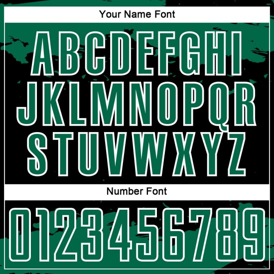 Maglia da calcio Kelly Uniform Black Abstract personalizzata con stampa a sublimazione, frammento verde-bianco Maglia da calcio Kelly Uniform Black Abstract personalizzata con stampa a sublimazione, frammento verde-bianco