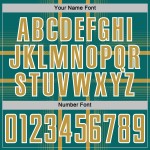 Maglia da calcio personalizzata Old Lines Sublimation Uniform Teal Oro-Bianco Maglia da calcio personalizzata Old Lines Sublimation Uniform Teal Oro-Bianco