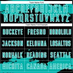 Maglia artistica con sublimazione, frammento di uniforme da calcio personalizzata, astratta, nera, acquamarina e bianca Maglia artistica con sublimazione, frammento di uniforme da calcio personalizzata, astratta, nera, acquamarina e bianca