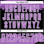 Maglia da calcio nera personalizzata con stampa a sublimazione, motivo astratto viola-bianco di medie dimensioni Maglia da calcio nera personalizzata con stampa a sublimazione, motivo astratto viola-bianco di medie dimensioni