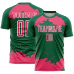 Maglia da calcio personalizzata, motivo Kelly, rosa-bianco verde, frammento astratto, sublimazione, neon Maglia da calcio personalizzata, motivo Kelly, rosa-bianco verde, frammento astratto, sublimazione, neon