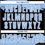 Maglia da calcio personalizzata con motivo astratto leggero, stampata a sublimazione, blu-bianco, uniforme nera Maglia da calcio personalizzata con motivo astratto leggero, stampata a sublimazione, blu-bianco, uniforme nera