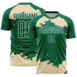 Maglia da calcio Kelly personalizzata con frammento d'arte astratta verde e crema, stampata a sublimazione Maglia da calcio Kelly personalizzata con frammento d'arte astratta verde e crema, stampata a sublimazione