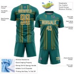 Maglia da calcio personalizzata Old Lines Sublimation Uniform Teal Oro-Bianco Maglia da calcio personalizzata Old Lines Sublimation Uniform Teal Oro-Bianco