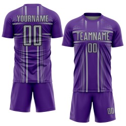 Maglia da calcio Purple Lines grigio-nera personalizzata con stampa a sublimazione Maglia da calcio Purple Lines grigio-nera personalizzata con stampa a sublimazione