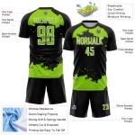 Maglia personalizzata con stampa sublimatica divisa da calcio Fragment, verde-bianco, arte astratta nera al neon Maglia personalizzata con stampa sublimatica divisa da calcio Fragment, verde-bianco, arte astratta nera al neon