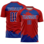 Maglia astratta rossa sublimazione frammento personalizzato arte uniforme calcio bianco-reale Maglia astratta rossa sublimazione frammento personalizzato arte uniforme calcio bianco-reale