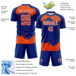 Maglia da calcio personalizzata con stampa astratta arancione-bianca, frammento di uniforme da calcio