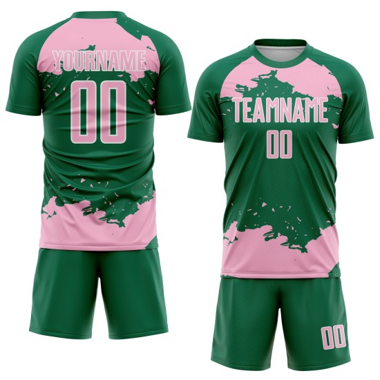 Frammento uniforme sublimazione maglia verde rosa-bianca arte astratta personalizzata calcio Kelly Light Frammento uniforme sublimazione maglia verde rosa-bianca arte astratta personalizzata calcio Kelly Light