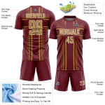 Maglia da calcio personalizzata bordeaux con vecchia uniforme a sublimazione e linee oro-bianche