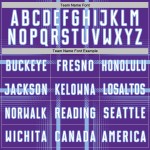 Maglia da calcio personalizzata con stampa sublimatica blu e viola, divisa da calcio bianca e chiara Maglia da calcio personalizzata con stampa sublimatica blu e viola, divisa da calcio bianca e chiara