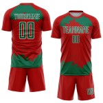 Frammento di arte personalizzata da calcio verde-bianco, maglia uniforme rossa, astratto, sublimazione Kelly Frammento di arte personalizzata da calcio verde-bianco, maglia uniforme rossa, astratto, sublimazione Kelly