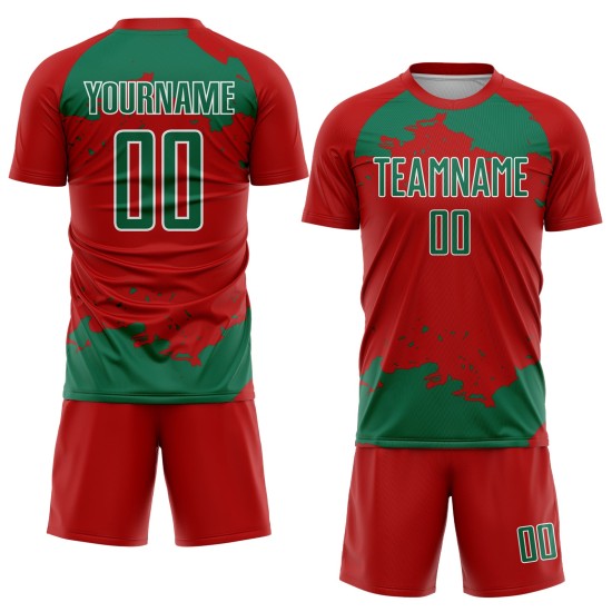Frammento di arte personalizzata da calcio verde-bianco, maglia uniforme rossa, astratto, sublimazione Kelly Frammento di arte personalizzata da calcio verde-bianco, maglia uniforme rossa, astratto, sublimazione Kelly