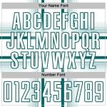 Maglia da calcio con linee personalizzate, stampata a sublimazione, bianca e verde acqua Maglia da calcio con linee personalizzate, stampata a sublimazione, bianca e verde acqua