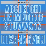 Maglia da calcio personalizzata con linee di sublimazione blu polvere arancione e bianco Maglia da calcio personalizzata con linee di sublimazione blu polvere arancione e bianco