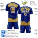 Maglia personalizzata in oro e bianco con stampa a sublimazione astratta, frammento reale, calcio antico