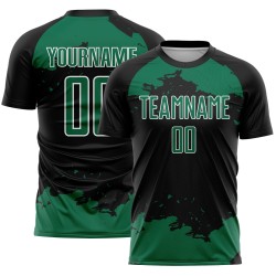Maglia da calcio Kelly Uniform Black Abstract personalizzata con stampa a sublimazione, frammento verde-bianco
