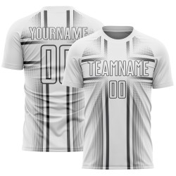 Maglia da calcio personalizzata con stampa sublimatica, uniforme in acciaio, bianca e grigia
