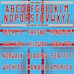 Maglia da calcio personalizzata con sublimazione, linee blu, uniforme rossa e bianca Maglia da calcio personalizzata con sublimazione, linee blu, uniforme rossa e bianca