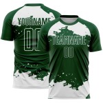 Frammento di maglia uniforme, arte sublimatica personalizzata astratta verde bianca da calcio Frammento di maglia uniforme, arte sublimatica personalizzata astratta verde bianca da calcio